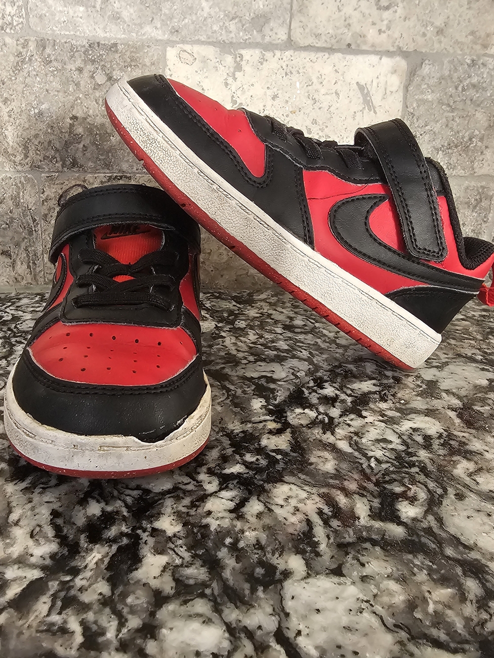 Nike Kids Black and Red Velcro Sneakers